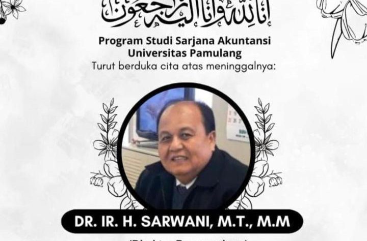 flyer ucapan duka wafatnya Direktur Pascasarjana Unpam Meninggal Kecelakaan di Tol Pejagan